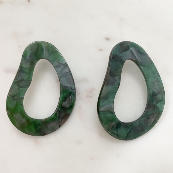 "Larsen" Earrings || Green Geometric Statement - Picture 4 of 11